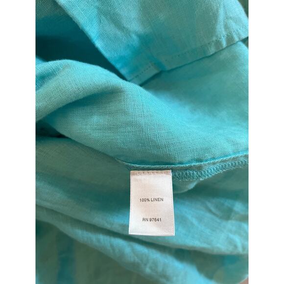 J.Jill Love Linen Button Up Sleeveless Blouse Size XS Aqua Tunic Lagenlook Linen - Picture 4 of 7